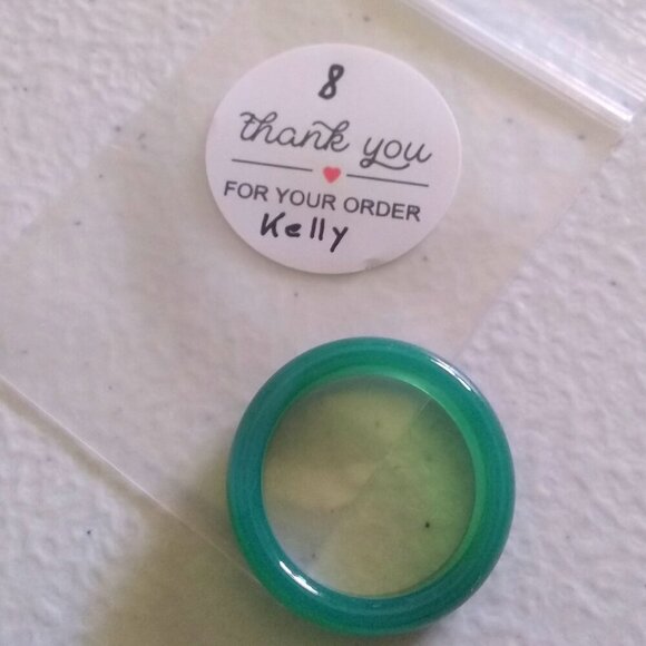 Kelly Green Agate ~ Slim Stone Ring Band Size 8 ~ Friendship + Promise Rings - Picture 11 of 11